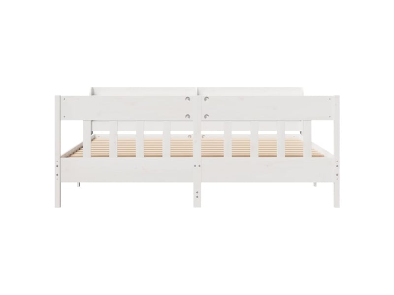  Lit double- lit adulte -  cadre de lit sans matelas blanc 200x200 cm bois massif de pin  - Conforama C