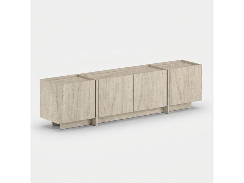  Support mural pour téléviseur avec portes à fermeture douce lowen - beige  - Conforama A