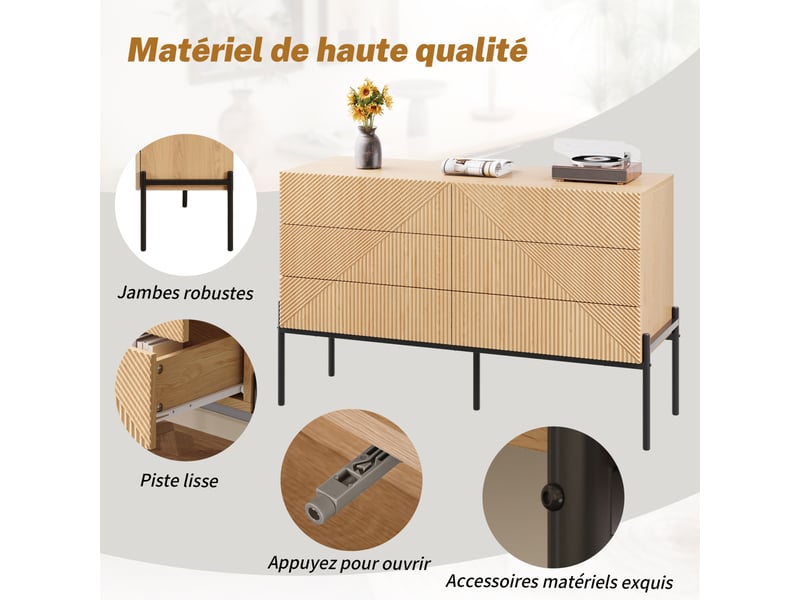  Buffet coloris marron panneaux texturés ORGL3867N - Conforama C