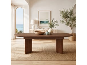 Table à manger extensible 160 à 200 x 90 cm en mdf, noyer, 6 à 8 personnes