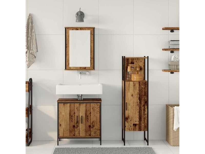 Ensemble de mobilier de salle de bain 3 pc marron cf64393 - Conforama D
