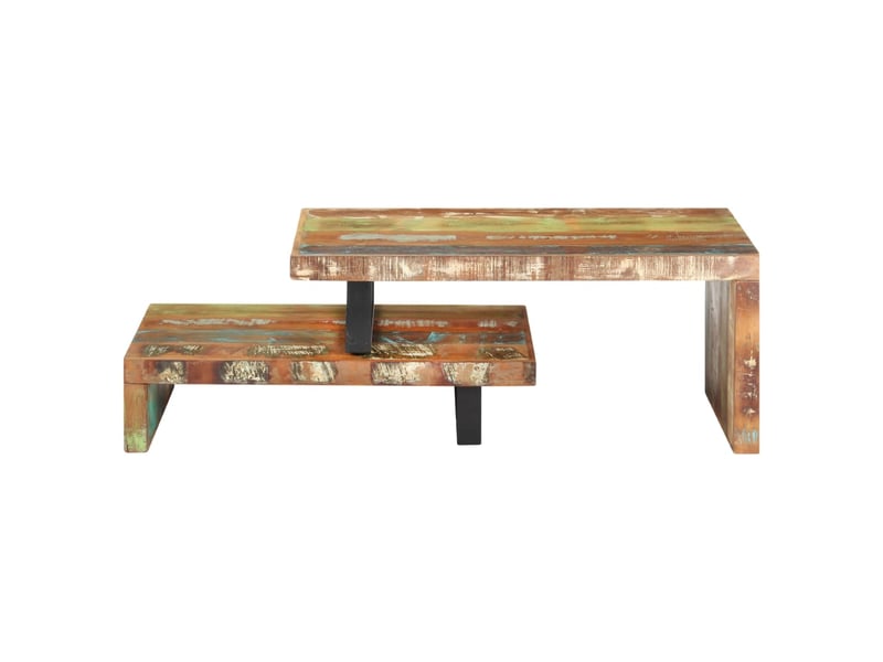  Ensemble de table basse 2 pcs bois de récupération massif  - Conforama C
