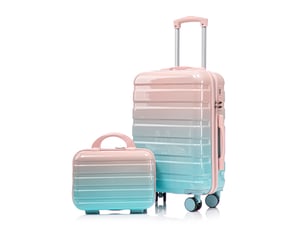 Set de valises rigides,20 pouces avec trousse 14 pouces,avec serrure à code,pc,rose