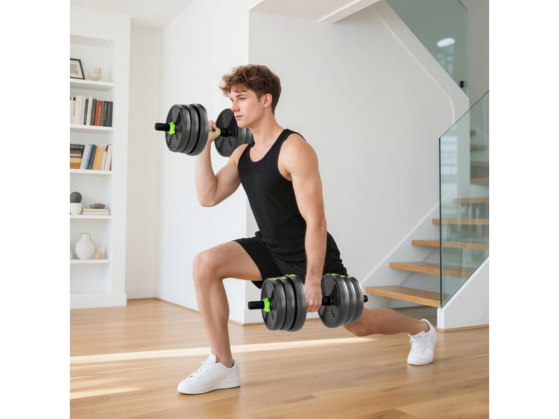  Ensemble d'haltères réglables 25 kg, haltères, barres d'haltères, ensemble de musculation  - Conforama D
