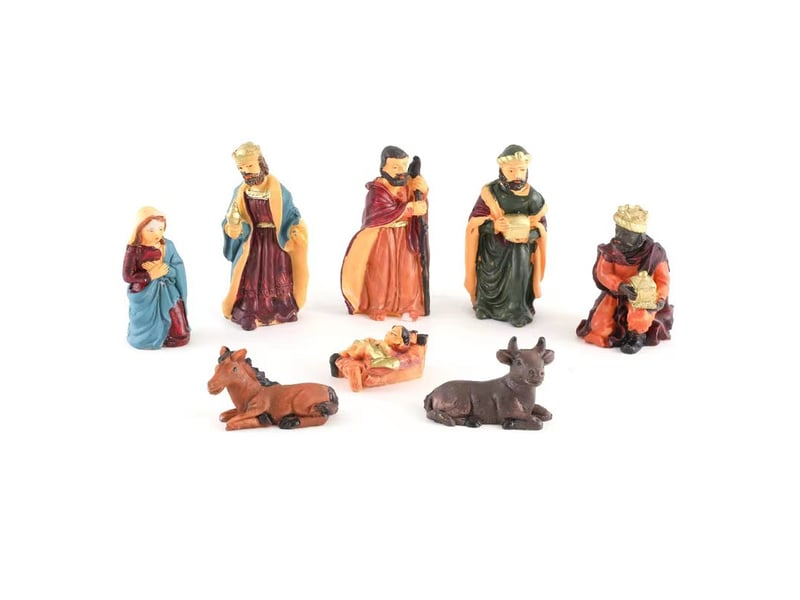  Lot de 9 santons de noël en résine – lumières et décoration  - Conforama A