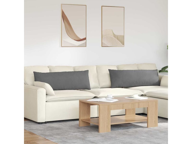  Lot de 2 coussins de canapé, coussins décoratifs tissu gris foncé 120 x 40 cm cf58854  - Conforama B