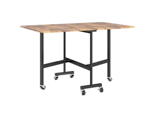 Table pliante cuisine table à manger pliable avec 2 abattants 6 roues pour 4-6 personnes 120 x 80 x 73 cm, brun rustique