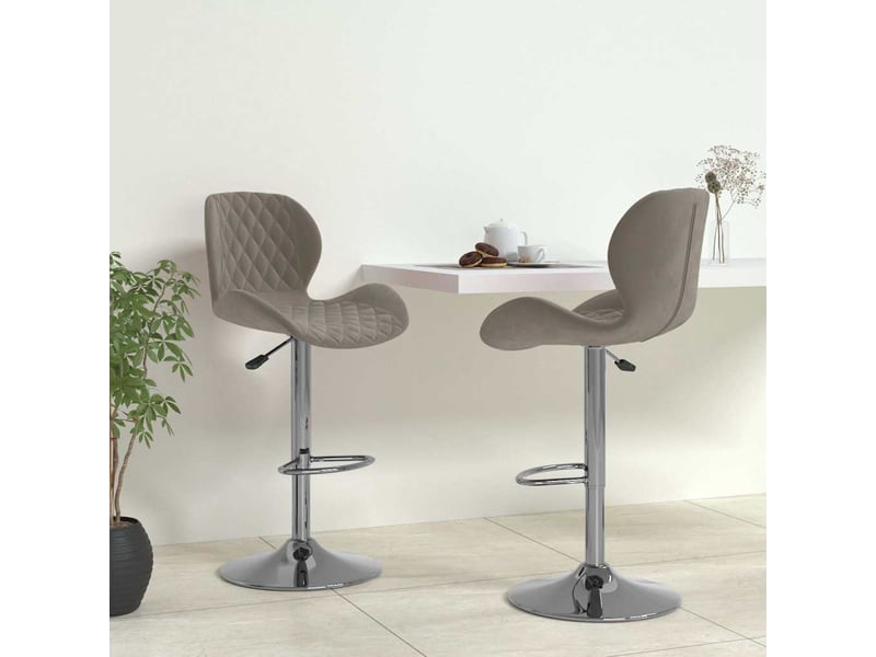  Lot de 2 tabouret de bar, chaise de bar gris clair velours shl28617  - Conforama B