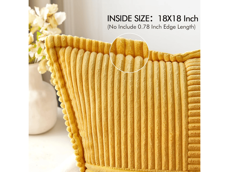  Housse coussin 45 x 45 cm enfant jaune moutarde motif à rayures croisés housses de coussin lot de 2  - Conforama B