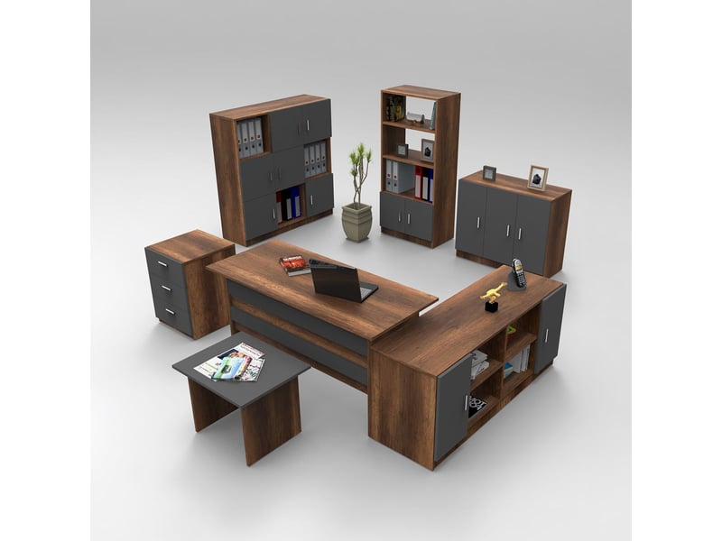  Ensemble de meubles de bureau avec bureau et rangements vaelith  - Conforama A