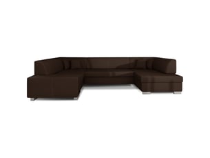 Canapé panoramique en u chocolat convertible 6 places havane ressorts ondulés