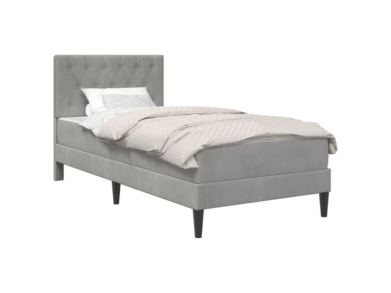  Lit simple- lit adulte -  cadre de lit avec matelas gris clair 80 x 200 cm velours  - Conforama A