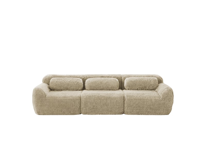  Canapé droit en tissu bouclette kaki, 3 places, 291 cm, modulable W3325S00203 - Conforama A