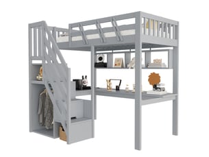 Lit mezzanine 90x200 cm <strong>ELVMI</strong> <strong></strong> coloris gris