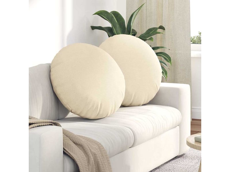  Lot de 2 coussins de siège, coussins décoratifs tissu en velours côtelé crème cf59793  - Conforama B