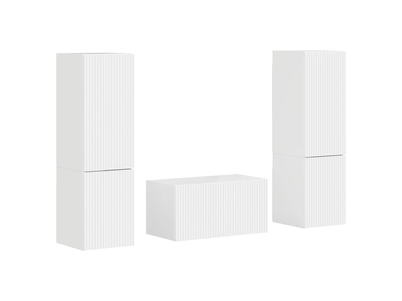  Ensemble meuble tv - banc tv - meuble de rangement 5 pcs blanc brillant bois d'ingénierie  - Conforama A