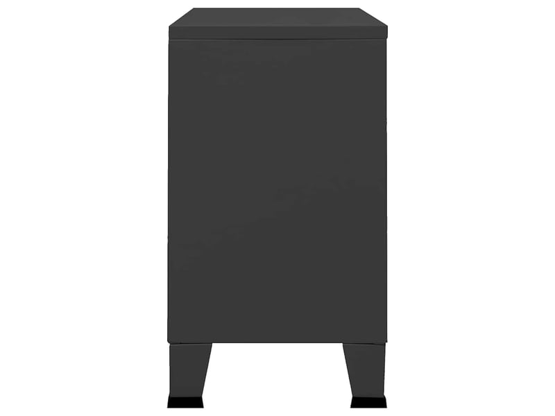  Buffet - bahut - meuble de rangement industriel noir 105x35x62 cm métal et verre  - Conforama D