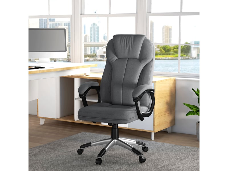  Chaise de bureau, chaise de direction, réglable en hauteur, avec fonction bascule, 6 cm x 75 cm x 120 cm, grise  - Conforama D