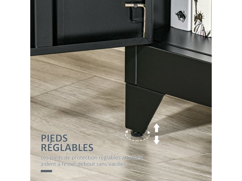  Armoire de rangement métal garde-robe caisson de dossier armoire bureau sur pied style industriel - noir - 2 étagères  - Conforama W