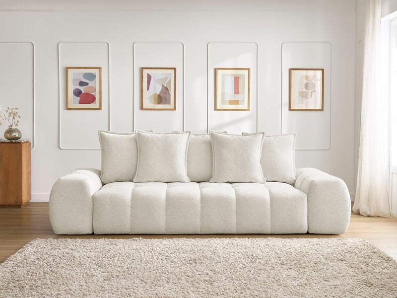  Bobochic canapé droit fixe 3 places everest tissu chiné blanc EVEREST - Conforama D