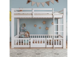 Lit superposé 90x200 cm <strong>MERAX</strong>  <strong>lit enfant blanc</strong> coloris blanc