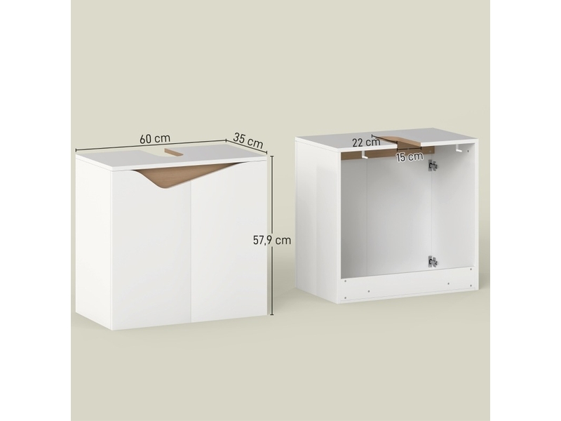  Commode de salle de bain, avec portes soft-close, blanc, 60 x 35 x 57,9 cm  - Conforama E