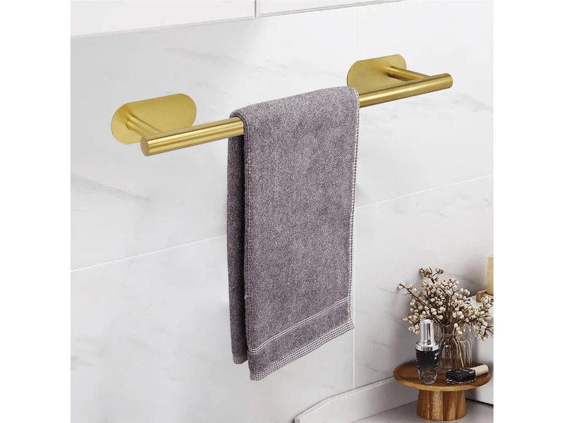  Porte-serviettes autocollant en acier inoxydable, 40 x 8 x 4,5 cm (doré)  - Conforama B