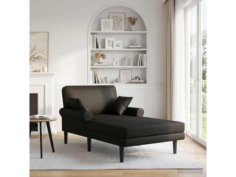 Vidaxl chaise longue noir simili cuir - Conforama B