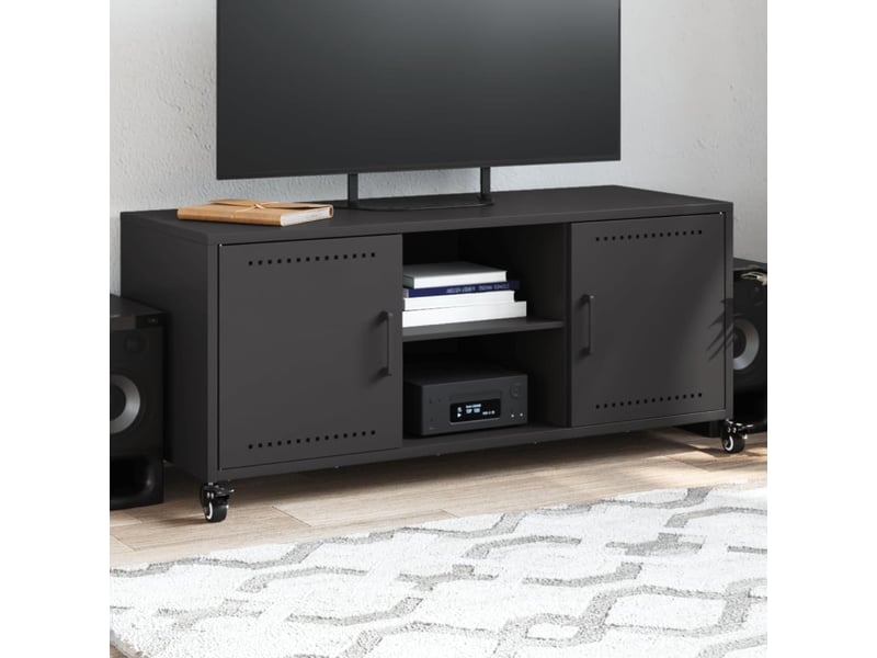  Meuble tv - banc tv - meuble de rangement noir 100,5x39x43,5 cm acier  - Conforama B