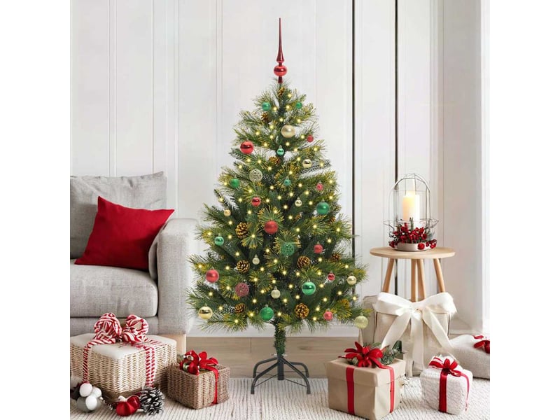 Sapin de noël artificiel, arbre de noël avec branches pliables et cônes 150 cm shl3485 - Conforama B