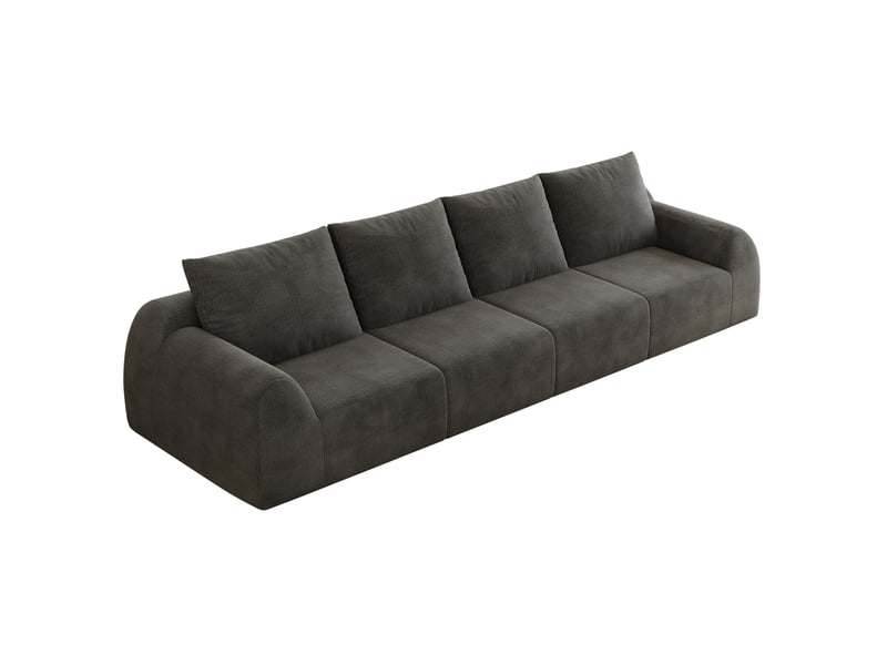  Canapé droit modenvie 4 places 324 x 95 x 85 cm en chenille gris foncé  - Conforama A