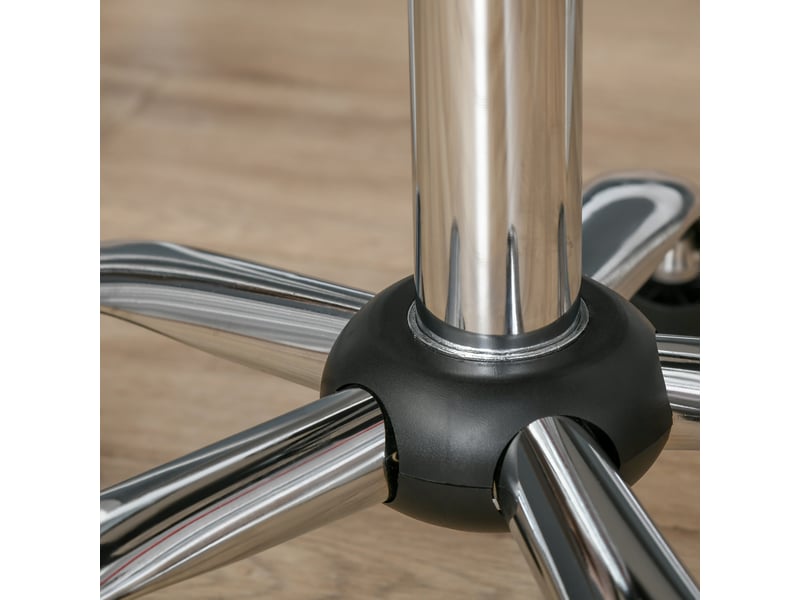  Tabouret de bureau à roulettes gris, réglable de 49 à 61 cm, assise polyester effet velours et base chromée  - Conforama D