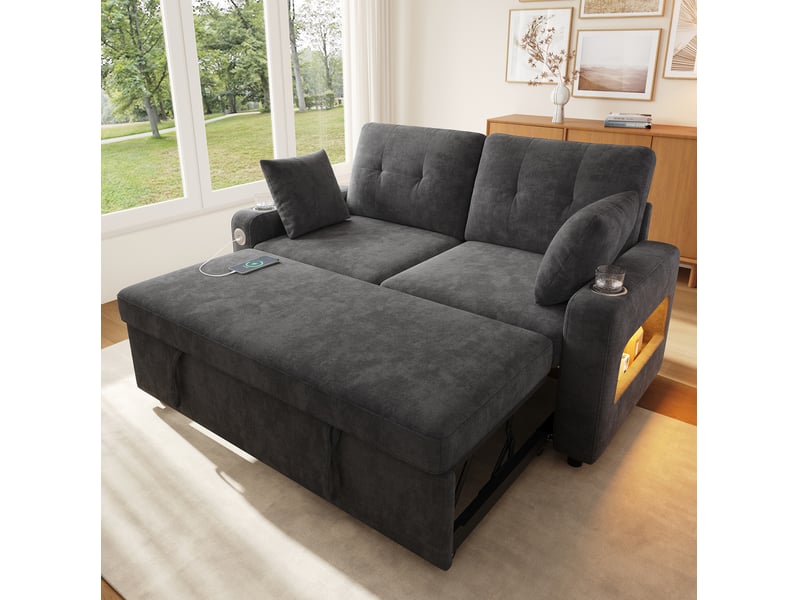 Canapé convertible 2 places avec led et ports usbtype-c homvra - Conforama C