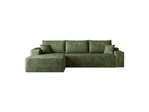 Canapé d'angle compressé gauche fixe LEYTN  3 places Tissu vert