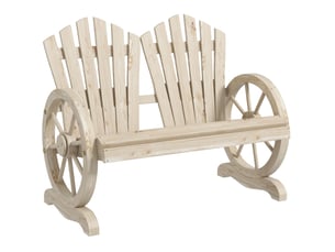 Banc de jardin 2 places 108x66x95 cm – bois naturel – accoudoirs et dossier incurvé rustique