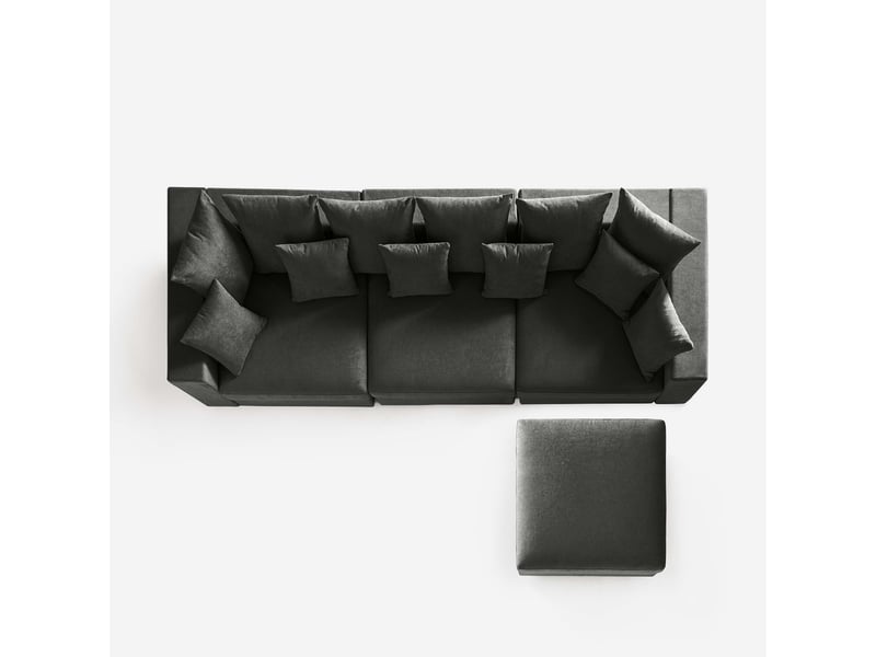  Canapé modulaire déhoussable made in italy avec pouf et coussins cortina a - gris foncé  - Conforama E