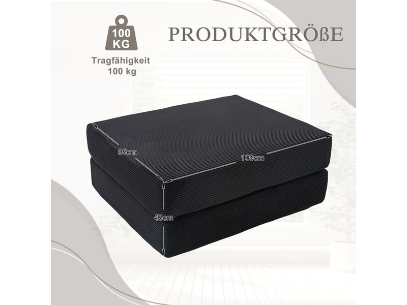  Pouf convertible en velours côtelé, fauteuil pliable modulable, assise mousse confortable  - Conforama C