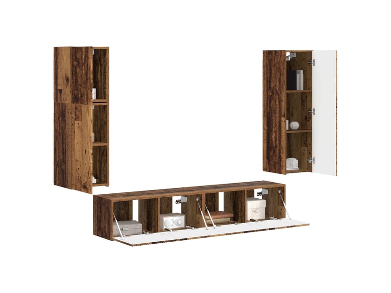  Ensemble meuble tv - banc tv - meuble de rangement 4 pcs bois ancien bois d'ingénierie  - Conforama C