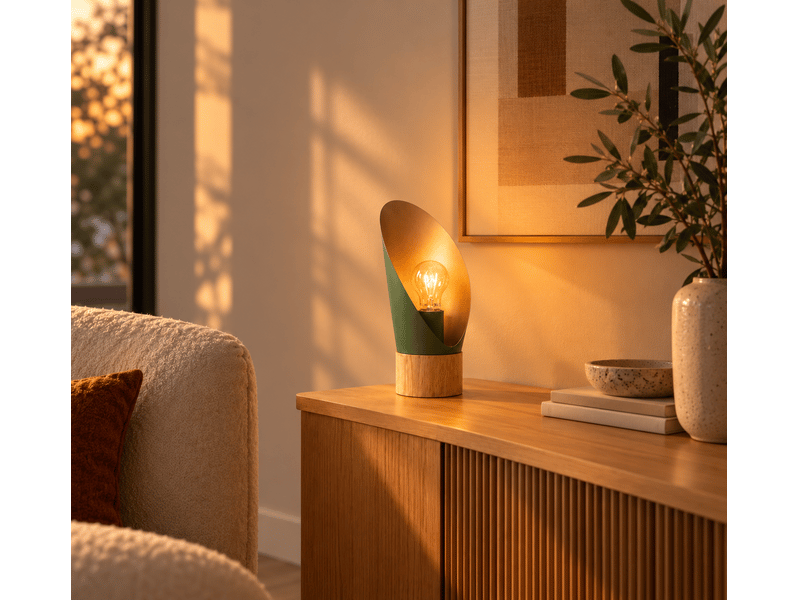  Lampe à poser en métal vert olive et bois h30 cm-spoon Spoon - Conforama E