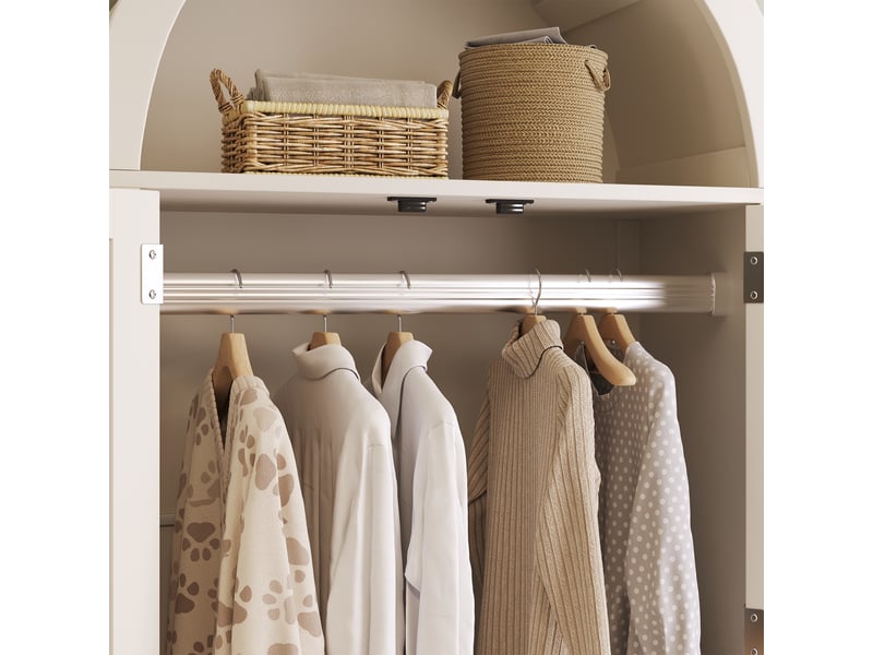  Armoire arquée 2 portes 78 × 45 × 181 cm, 2 tiroirs et rotin, blanc IKSETERA TRADING LTD - Conforama R