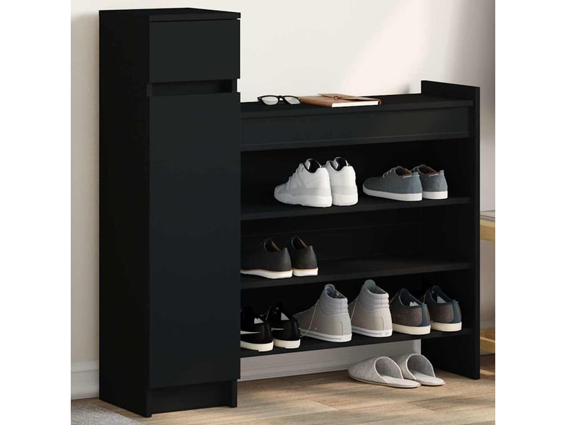  Meuble à chaussure, armoire à chaussures noir 100,5x28x100 cm bois d'ingénierie  - Conforama B