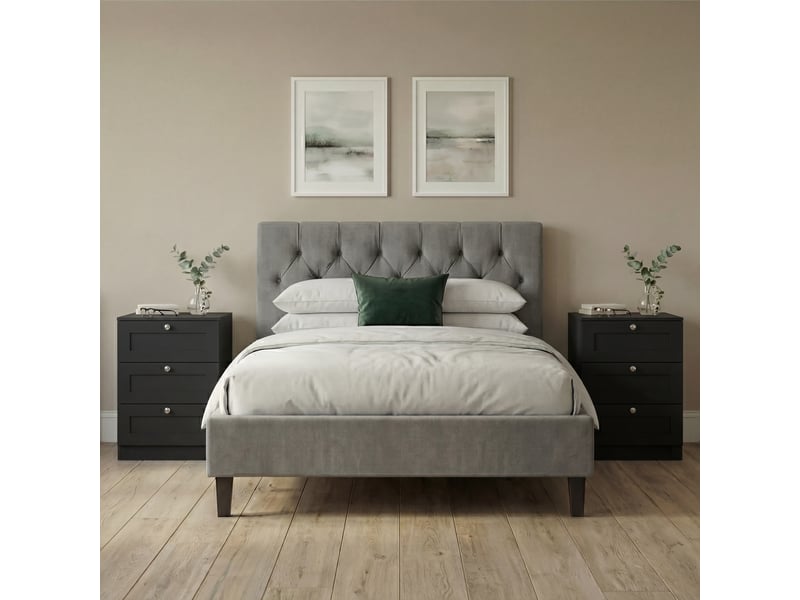  Table de chevet altino 3 tiroirs, commode de nuit, chambre, set de 2, 62x40x36cm, noir 3332179 - Conforama C