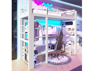 Lit mezzanine 90x200 cm <strong>HAVRYA</strong>  <strong></strong> coloris blanc