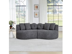 Canapé modulaire 223 x 109 x 79 cm – gris anthracite – 2 modules, 6 coussins, 3 places en forme de noix de cajou