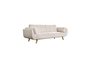 Canapé convertible nevisi 3 places 215x82 cm - tissu côtelé beige - couchage 165x100 cm