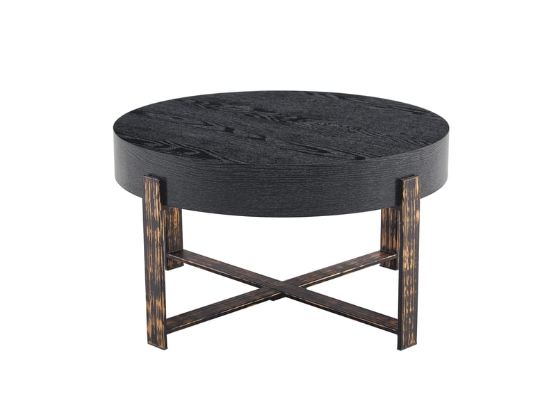  Table d'appoint rond 68×68×39 cm, mdf et métal, noir Fay Lum - Conforama A