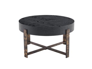 Table d'appoint rond 68×68×39 cm, mdf et métal, noir