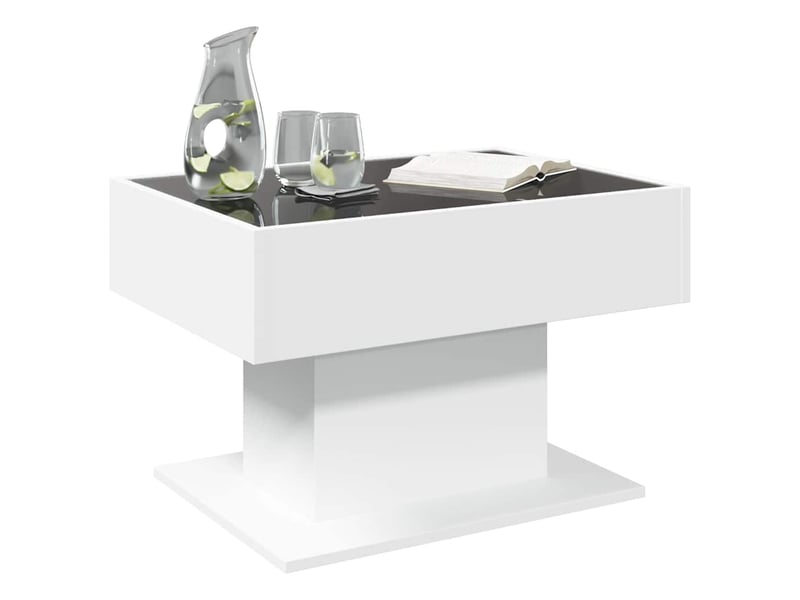 Table basse - table de salon - table à thé avec led blanc 70x50x45 cm bois d'ingénierie  - Conforama E