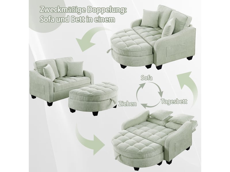  Canapé convertible, canapé-lit, en tissu, 2 en 1, avec pouf, pour salon, chambre, mobilier pour espace de vie, bureau  - Conforama A
