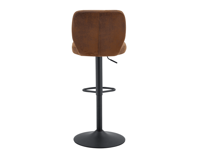 Tabouret de bar réglable en hauteur (62-), noir et marron, 52x45 cm, métal, pu, design moderne, rangement pratique - Conforama E